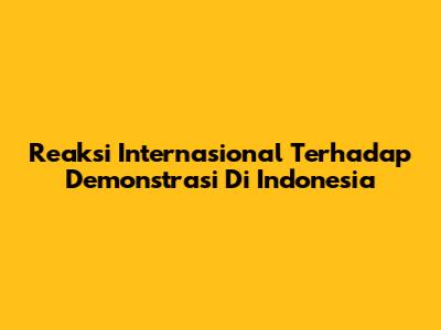 Reaksi Internasional Terhadap Demonstrasi Di Indonesia